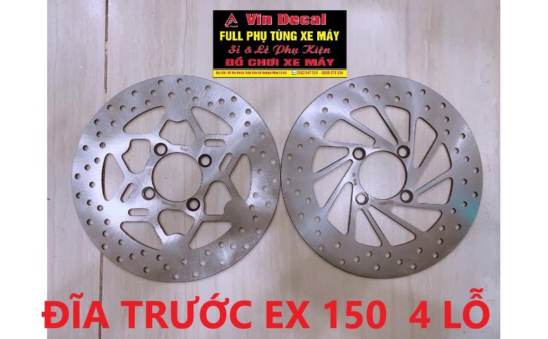 Đĩa trước ex 150 (size 245mm) dùng khi lên mâm rcb, redleo, asio, enkei, đùm 4 lỗ như zin - Vindecal BD