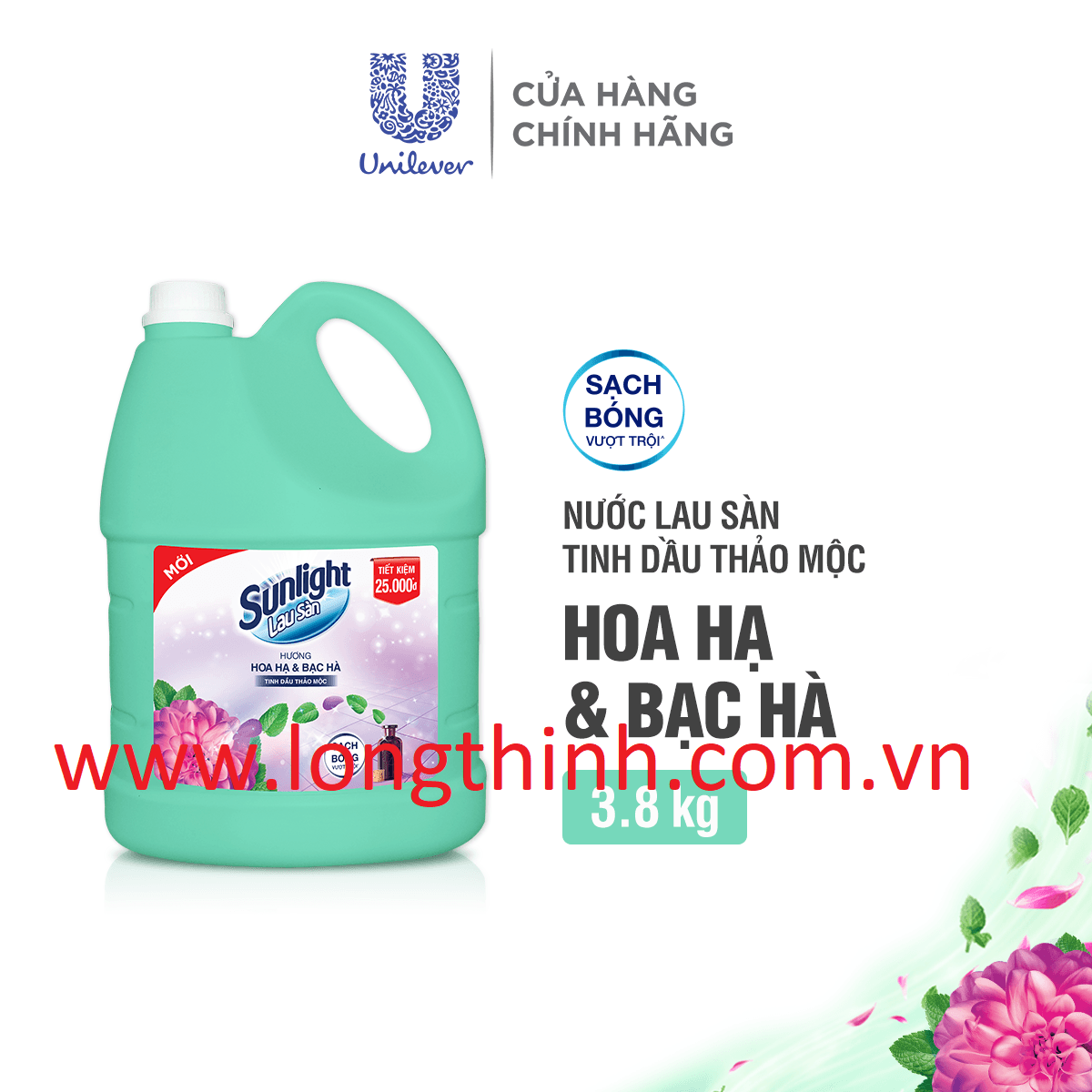 [HCM]Nước lau sàn Sunlight hương Hoa hạ bạc hà 3.8kg