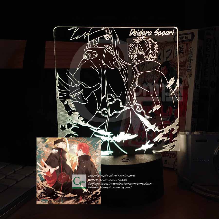 Đèn ngủ anime led 3d naruto sasori x deidara anar9902 16 màu tùy chỉnh - compashop