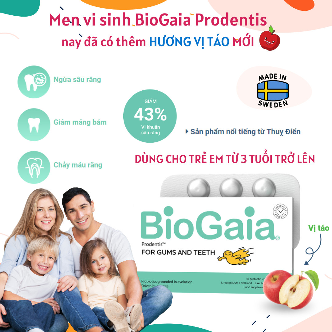 [NEW] Viên ngậm men vi sinh nha khoa BioGaia ProDentis - Cân bằng khoang miệng, loại bỏ vi khuẩn, mảng bám