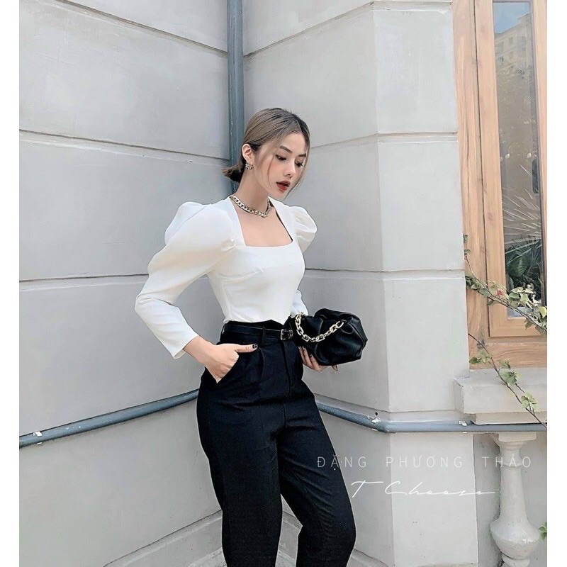Quần baggy công sở cạp V
