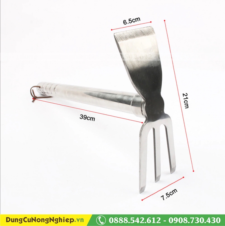 Cuốc cào xới đất Inox 2 chức năng
