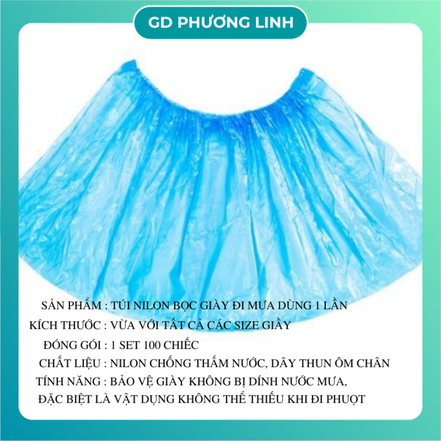 [Combo 100] Túi Nilon Bọc Giày Đi Mưa Dùng 1 Lần