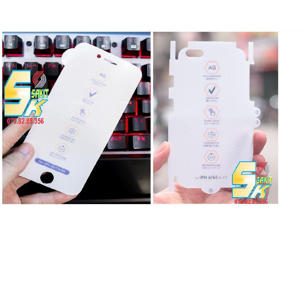 [HCM]Combo 2 Miếng dán Nano PPF Full (1 Mặt Trước+1 Mặt Sau) Nhám Iphone 6-6s-6 Plus-6sPlus-7-8-7 Plus-8 Plus-Se.