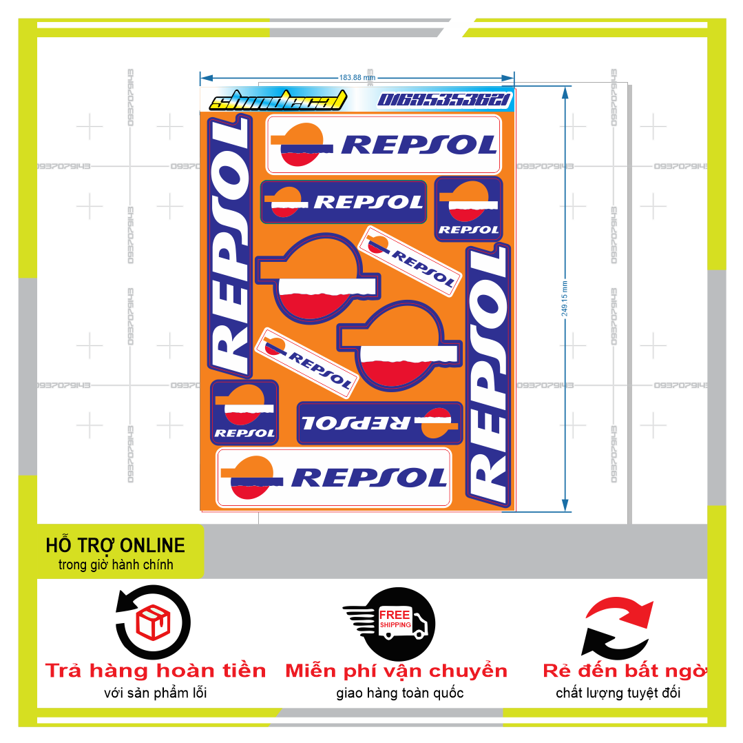 LOGO STICKER REPSOL 09  { PHỤNG DECAL }