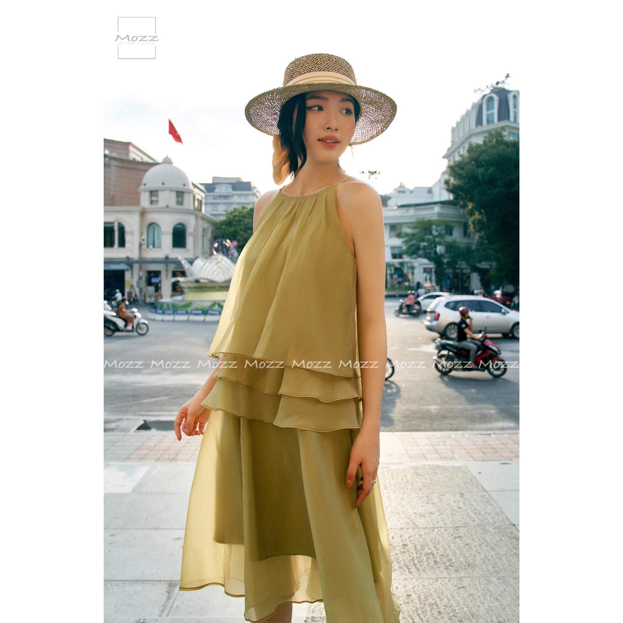 Váy xanh 3 tầng Mozz