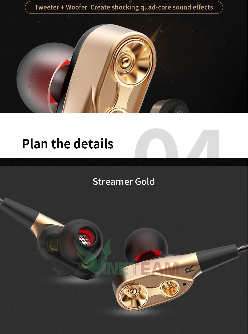Tai Nghe có dây âm thanh hifi jack 3.5 mic đàm thoại, tai nghe lõi kép nhét tai 4 loa mini, 4 sợi cuốn loa supper bass siêu trầm cực mạnh đa năng đi phượt dùng cho mọi điện thoại giá rẻ 15k