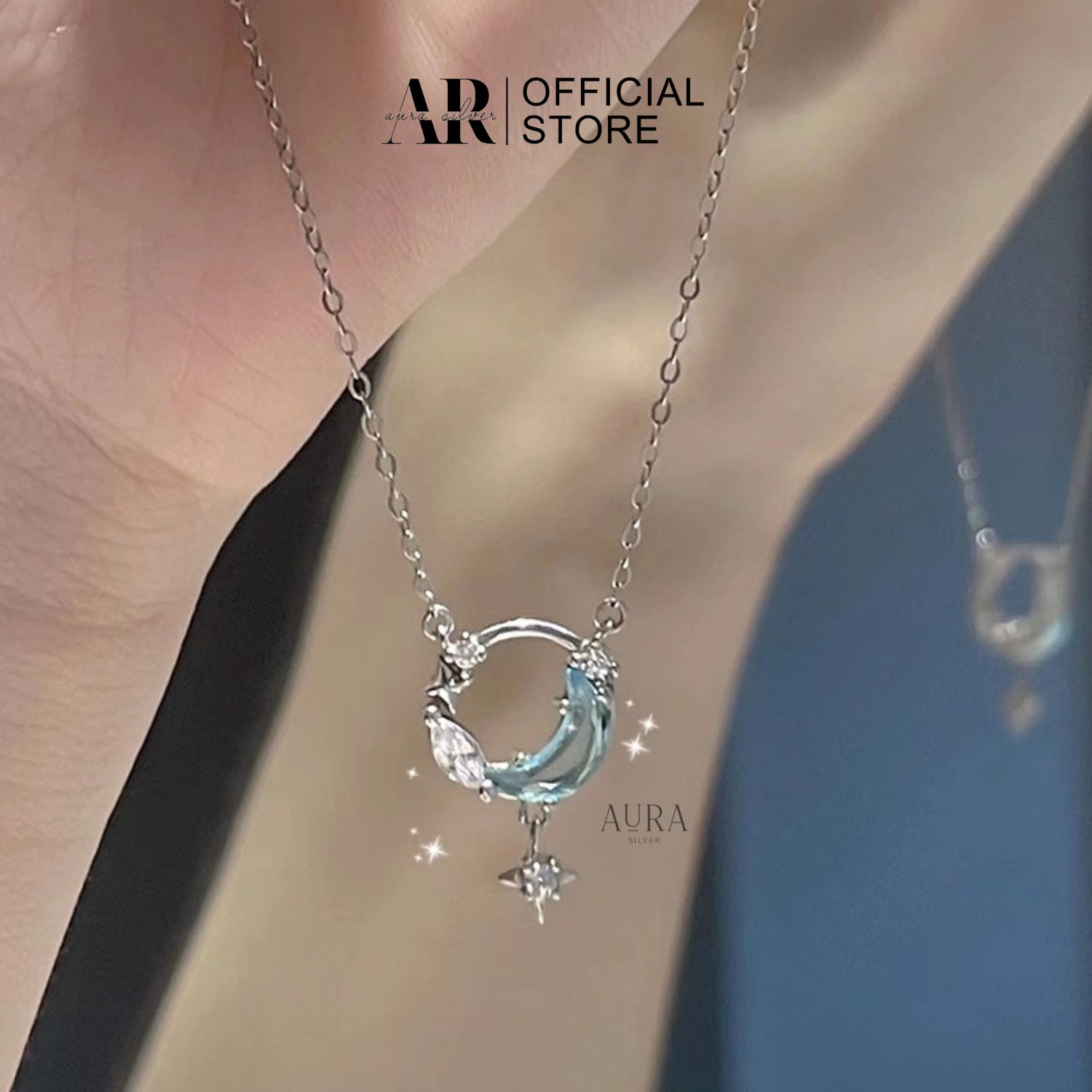 Dây chuyền bạc 925 vòng cổ moon stars-dc39-aurasilver
