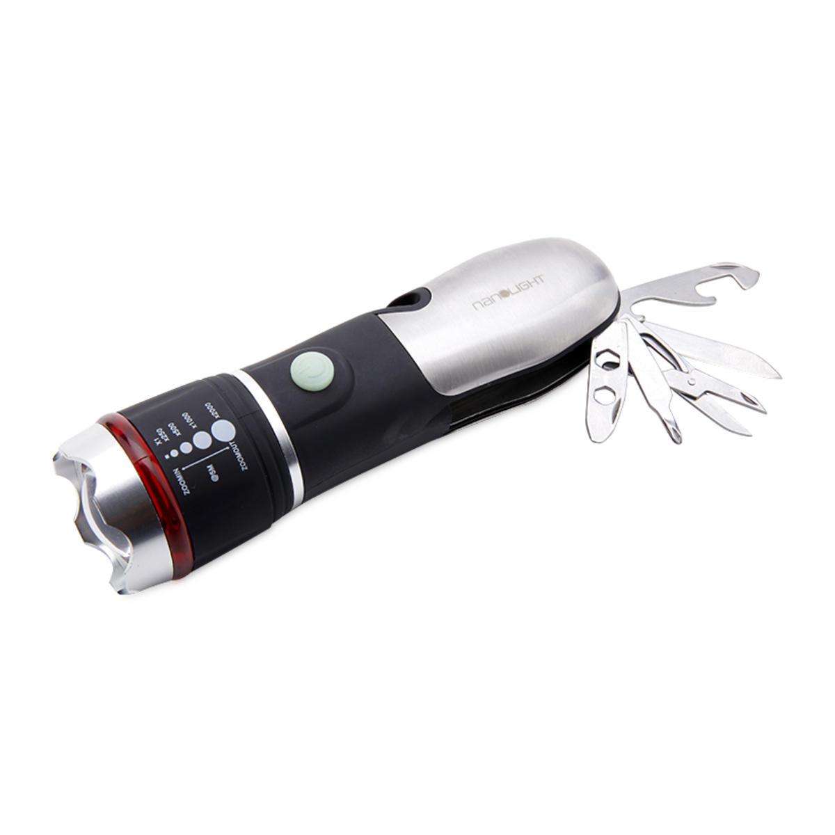 Đèn pin Led Dụng cụ đa năng Nanolight MTT-001 (Đen phối Bạc)