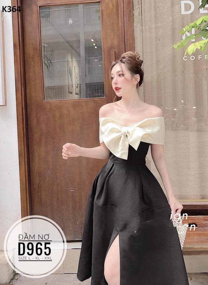 Bigsize Đầm xuông nơ tiểu thư D965
