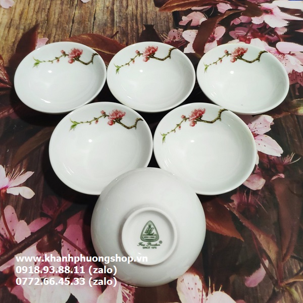 chén nước chấm sứ Minh Long hoa đào - chén nước chấm sứ minh long
