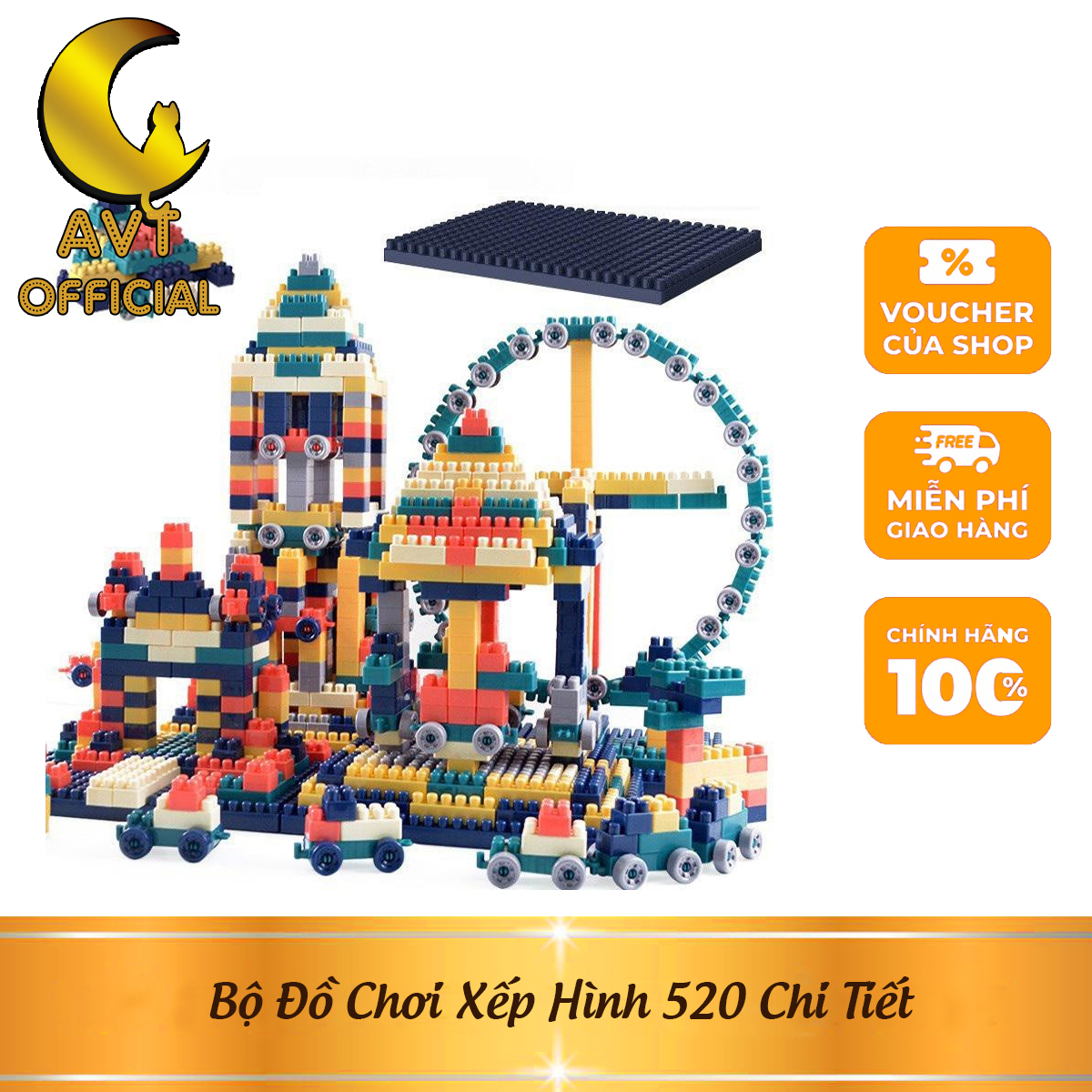 Bộ Đồ Chơi Xếp Hình 520 Chi Tiết - Đồ chơi phát triển tư duy - lắp ráp cho bé cao cấp