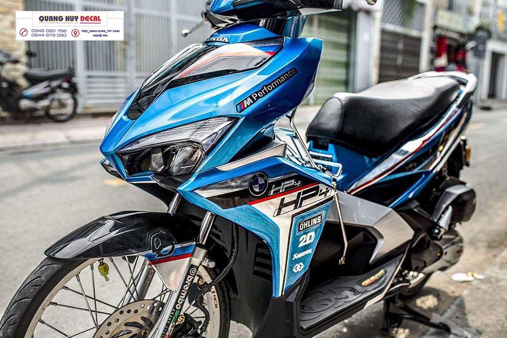 Tem trùm xe máy airblade HP4 xanh đen - Độ tem xe máy airblade thiết kế theo yêu cầu - Chế tem trùm xe máy airblade rẻ đẹp