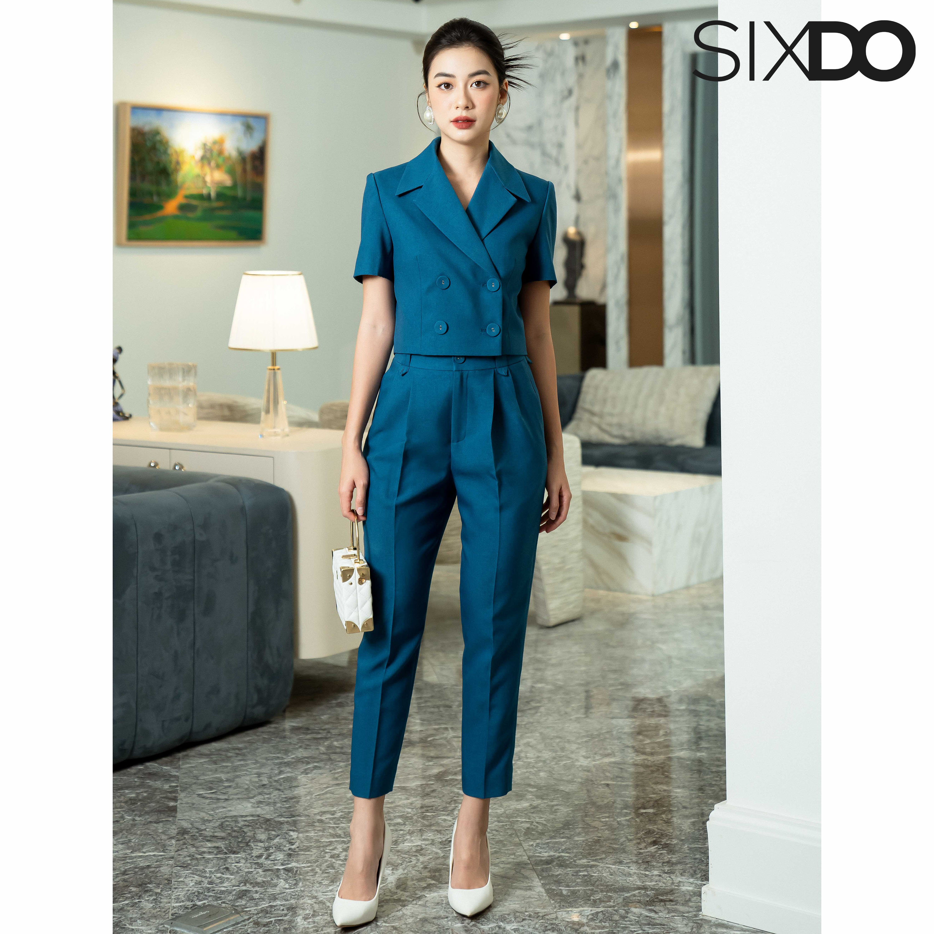 Áo Vest nữ xanh dáng lửng SIXDO (Mallard Green Cropped Vest)