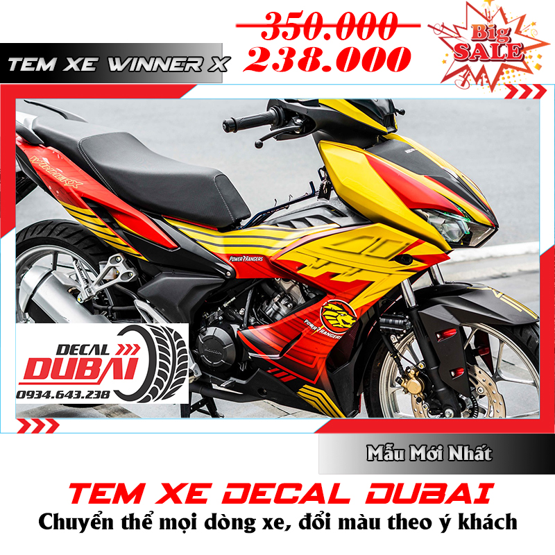Tem trùm Winner X Đen Vàng Đỏ sói