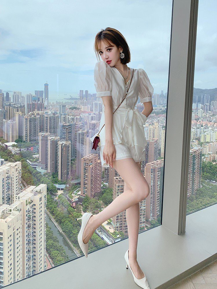 SÉT BỘ SƠ MI CỔ TIM CỘT EO CAO CẤP
