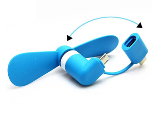Quạt mini 2in1 gắn điện thoại