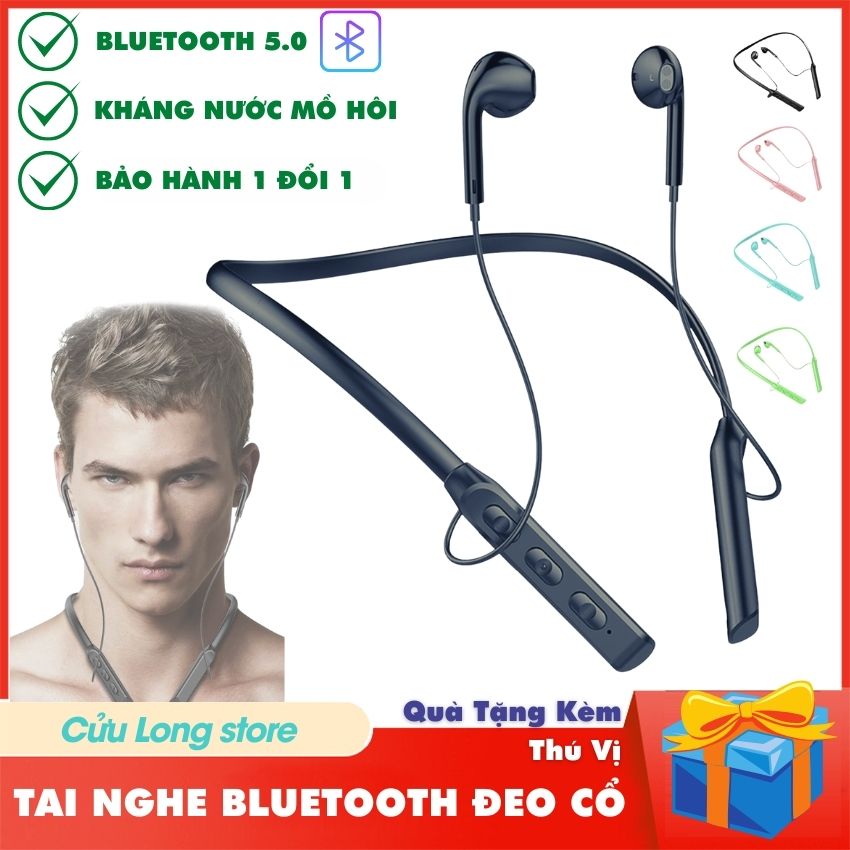 Tai Nghe Bluetooth Đeo Cổ J21 không dây 5.0 kiểu dáng thể thao có mic, tai nghe ko dây điện thoại nhét tai treo cổ cute