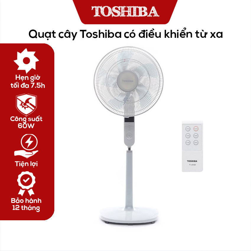 Quạt cây đứng Toshiba F-LSA20(H/W)VN có khiển model 2022 Công nghệ Nhật Bản Hàng chính hãng Bảo Hành 12 tháng