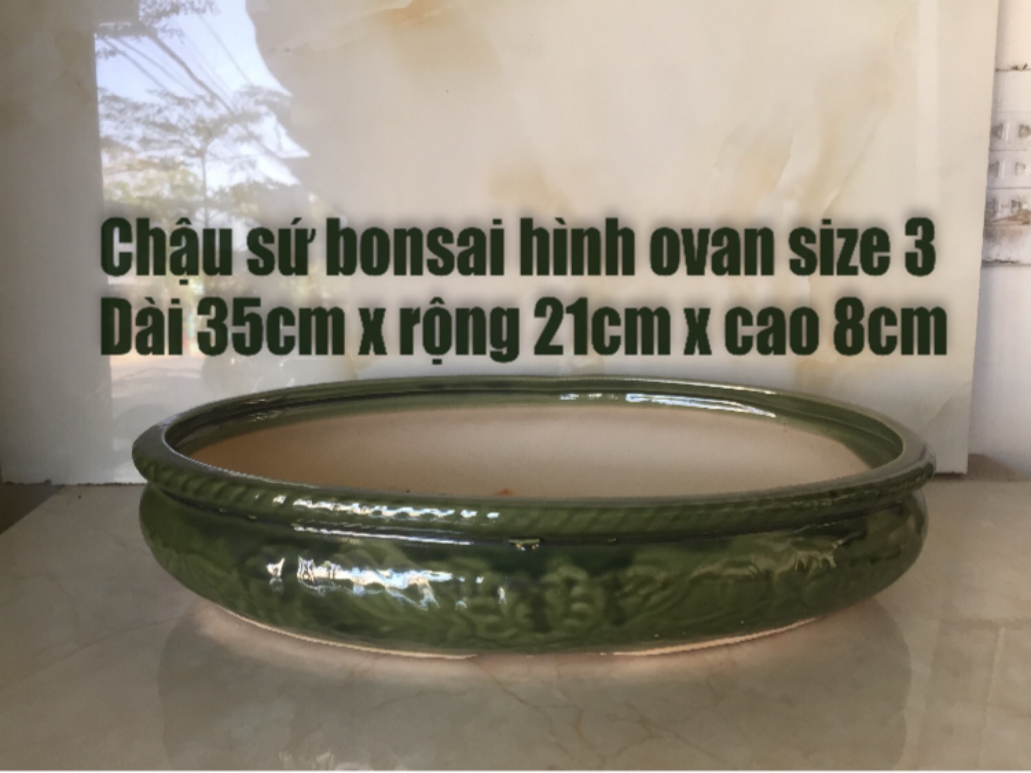 Chậu sứ bonsai hình ovan size 3