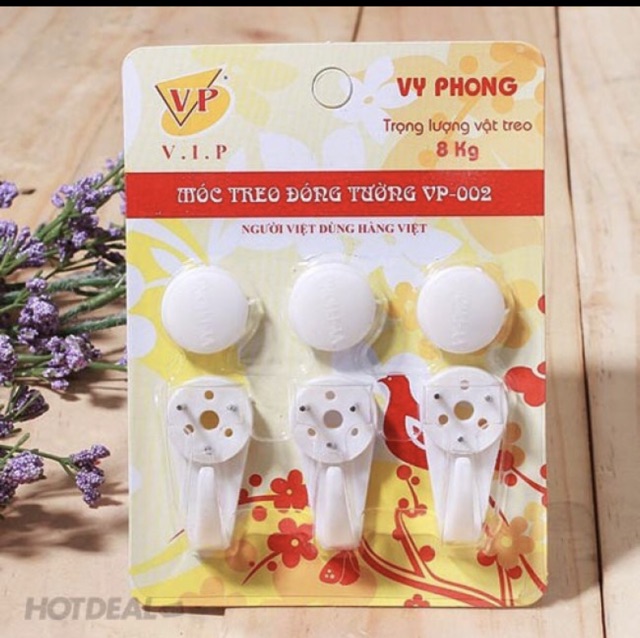 Set 3 móc dán tường đóng đinh chịu lực tốt