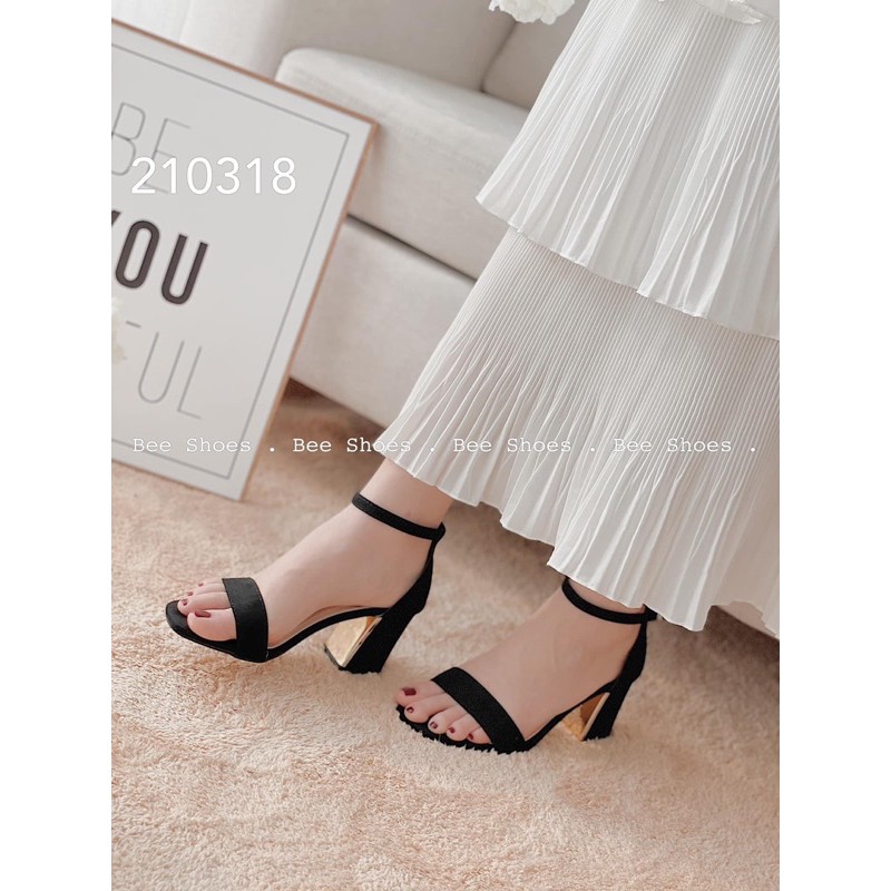 Sandal da lộn gót vuông 7cm hàng vnxk