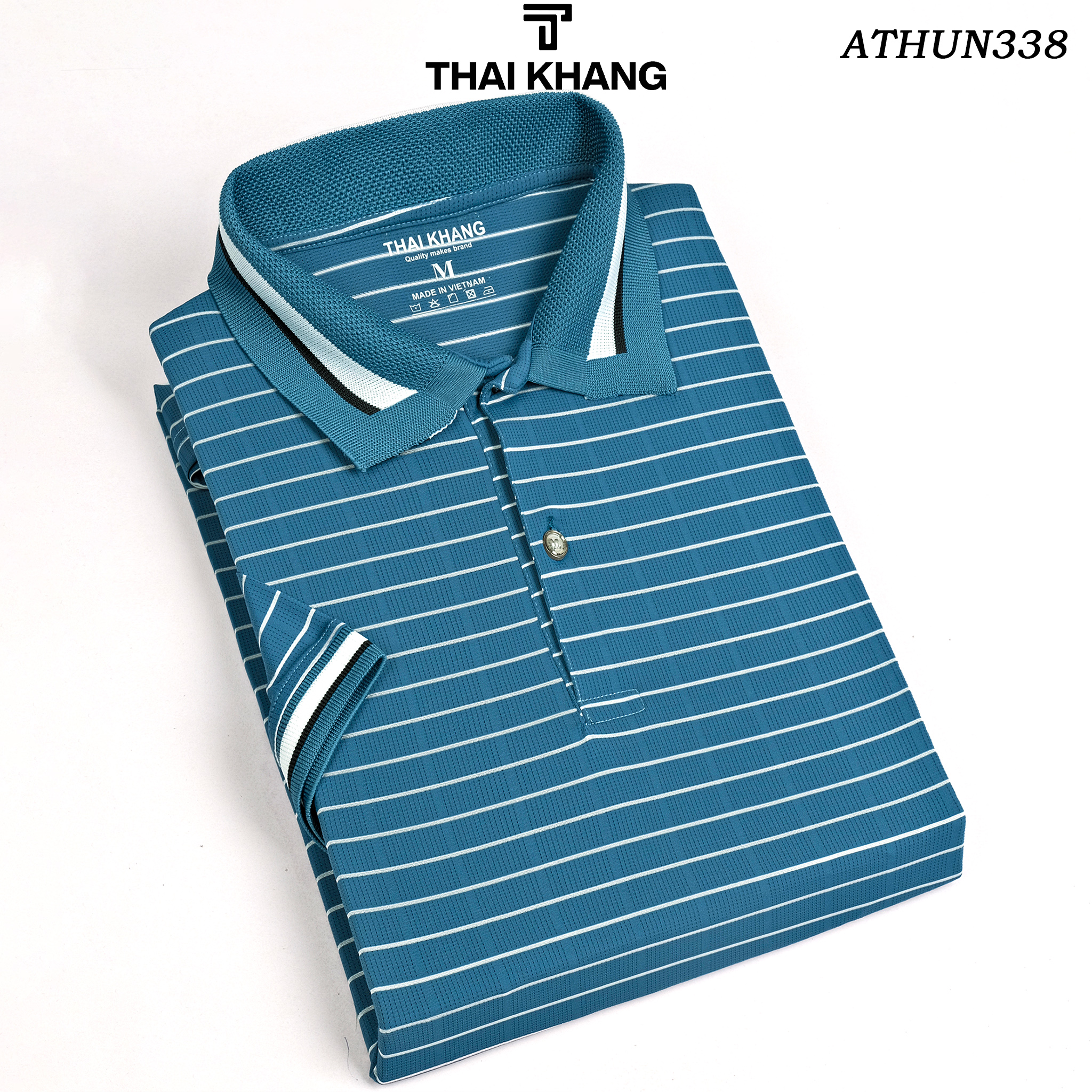Áo thun polo nam ngắn tay thái khang vải thun lạnh vân sọc mặc cực mát co dãn 4 chiều athun33