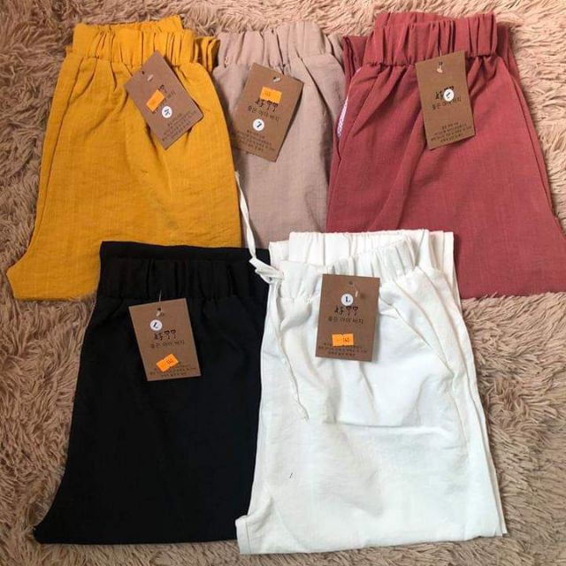 Quần baggy  cạp nơ nữ vải đũi siêu mát