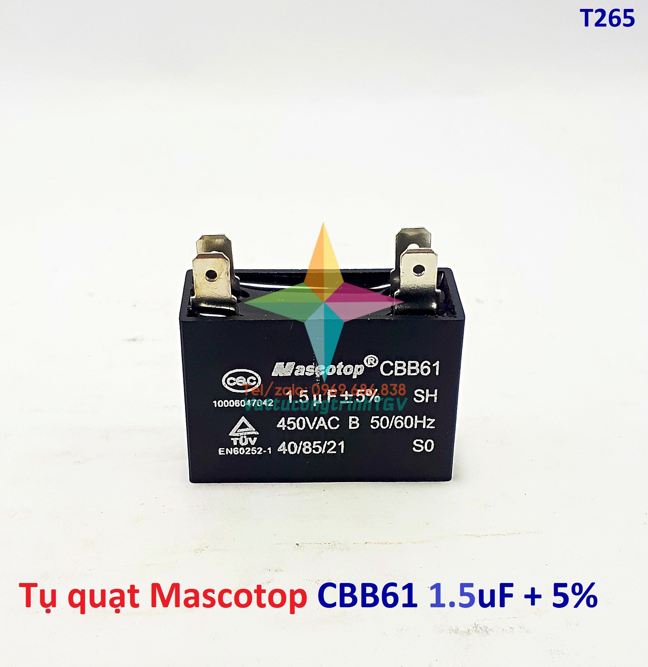 Tụ quạt 4 chân CBB61 MASCOTOP 1uF-1.5uF-2uF-2.5uF-3uF-4uF-5uF-6uF +-5%