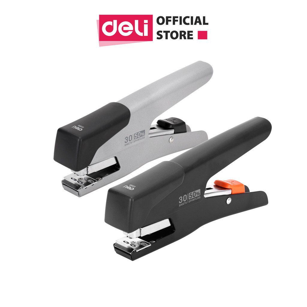 Dập ghim trợ lực 30 tờ Deli E0358 - Ghi/Đen