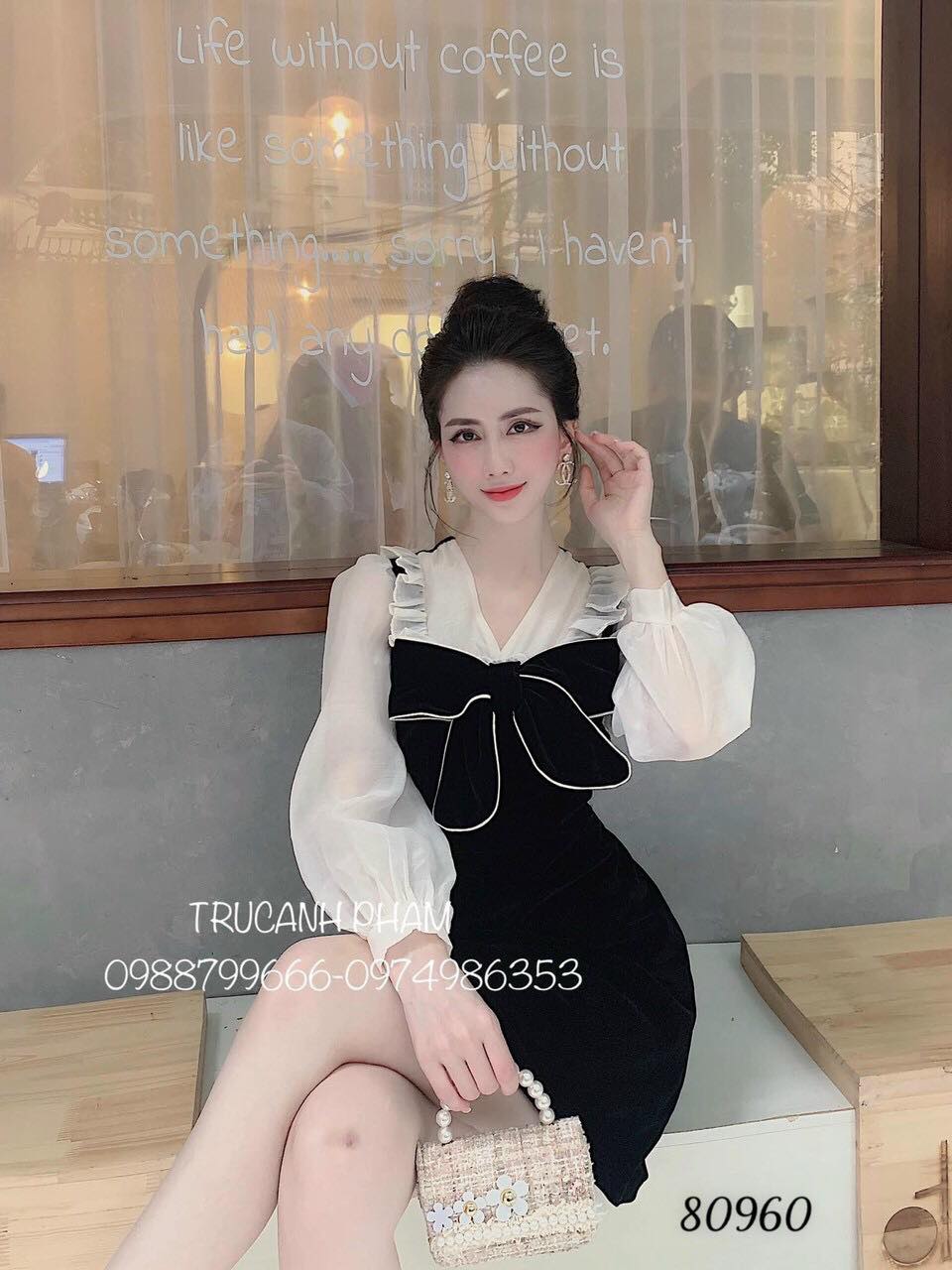 [HCM]ĐẦM XÒE DỰ TIỆC DÀI TAY THẮT NƠ DỄ THƯƠNG-D02