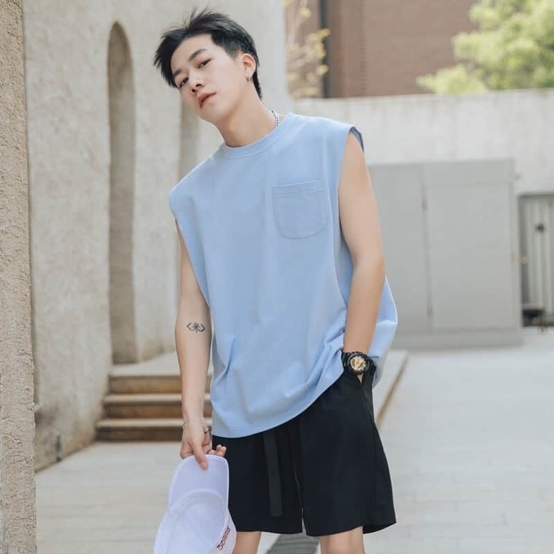 [HCM]Áo Tank Top Biển Có Túi Cao Cấp - SAT