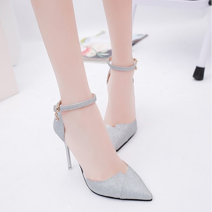 Giày cao gót bít mũi kim tuyến xéo mũi CG-0329 giá rẻ