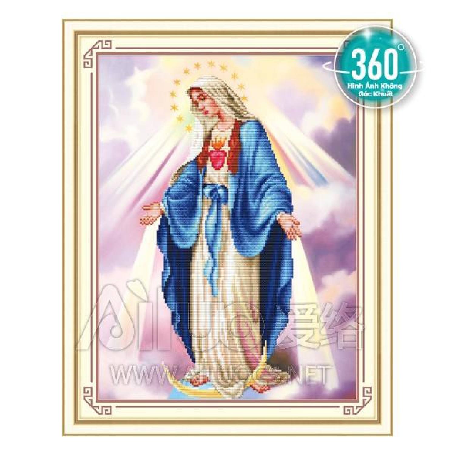 Freeship extra - tranh đá đức mẹ ban ơn kích thước:64x50 cm