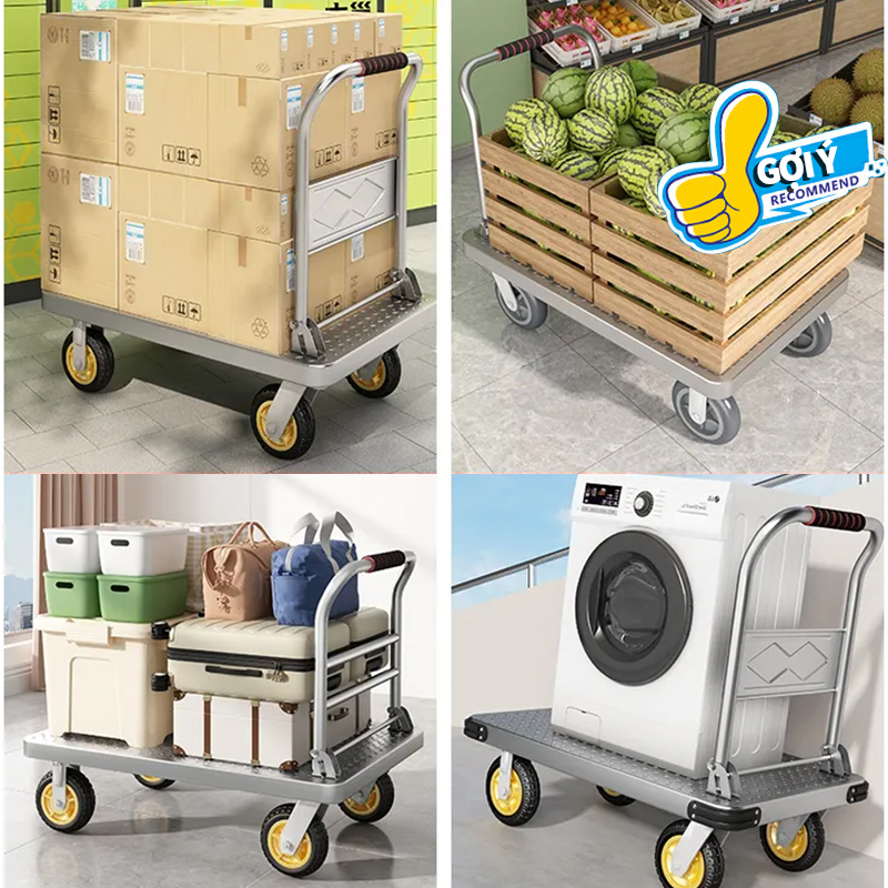 Xe Đẩy Hàng Gấp Gọn 4 Bánh Xe Đẩy Hàng Có Khả Năng Chịu Tải Siêu Tải Xe Đẩy Chở Dày Im Lặng