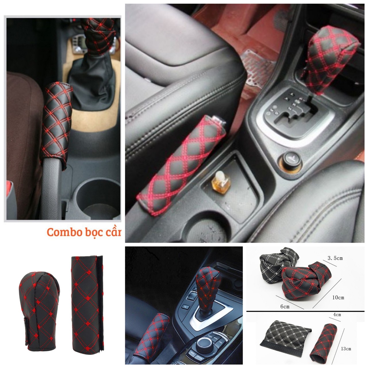 Trọn bộ 2 cái bọc cần số tay phanh ô tô loại dày đẹp hàng cao câp lắp các xe, ốp bảo vệ tay phanh cần số ô tô mẫu mới loại tốt
