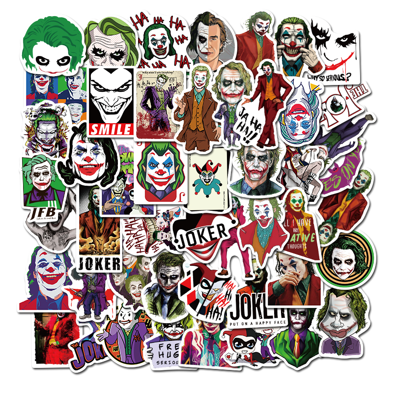 50Pcs Cartoon Joker Sticker Waterproof Sticker Skateboarding Snowboard Retro Vinyl Sticker Graffiti Notebook Sticker