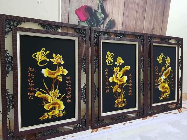 [ Tranh thêu vi tính] Tranh Thêu  Phúc Lọc Thọ Treo Phòng Khách KT 35X65cm