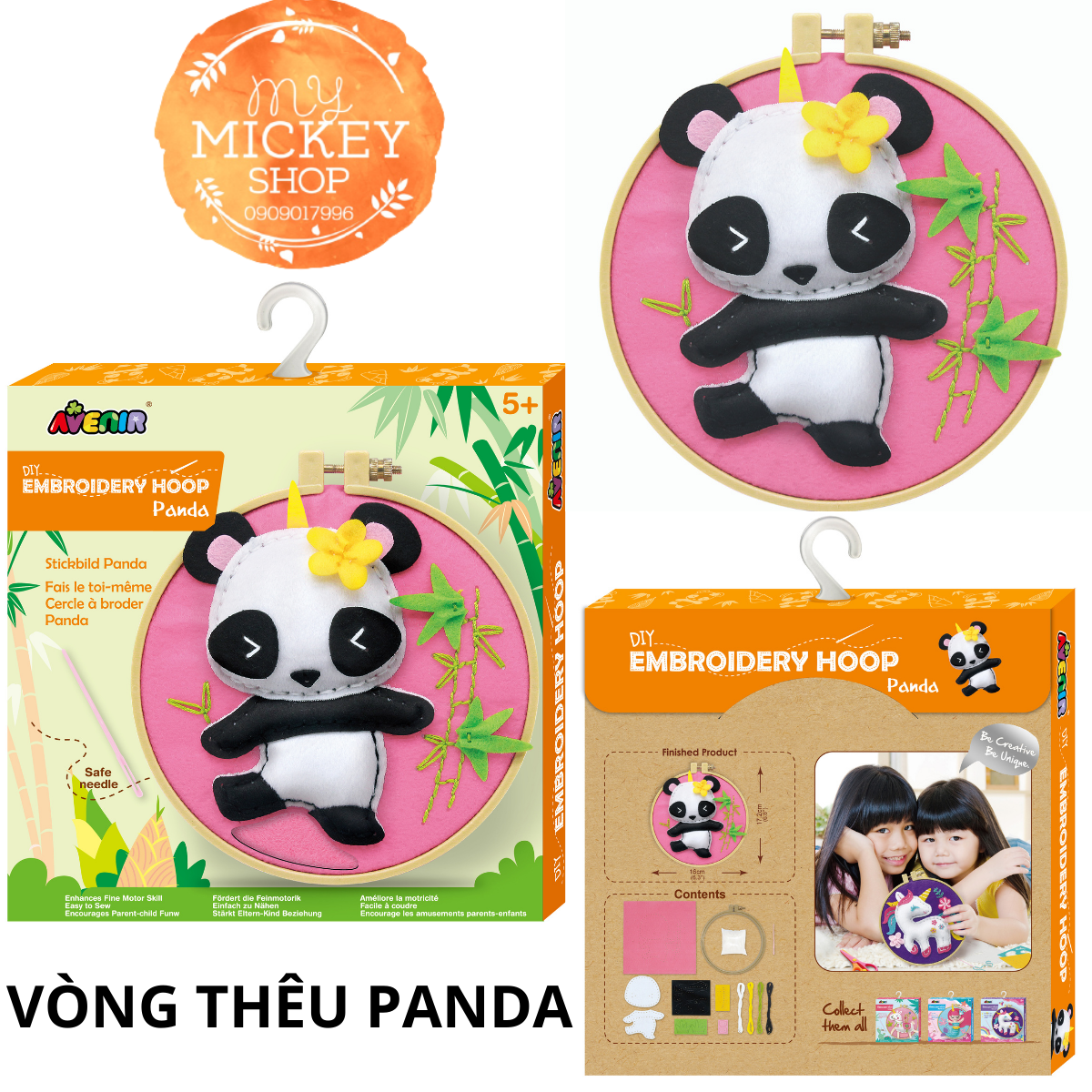Đồ chơi làm khung vòng thêu trang trí thú bông handmade thủ công cho bé từ 5 6 7 tuổi chính hãng Avenir My Mickey Shop