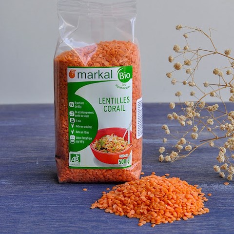 Đậu Lăng Đỏ Hữu Cơ Markal và Probios (Organic Red Lentils) - 500gr