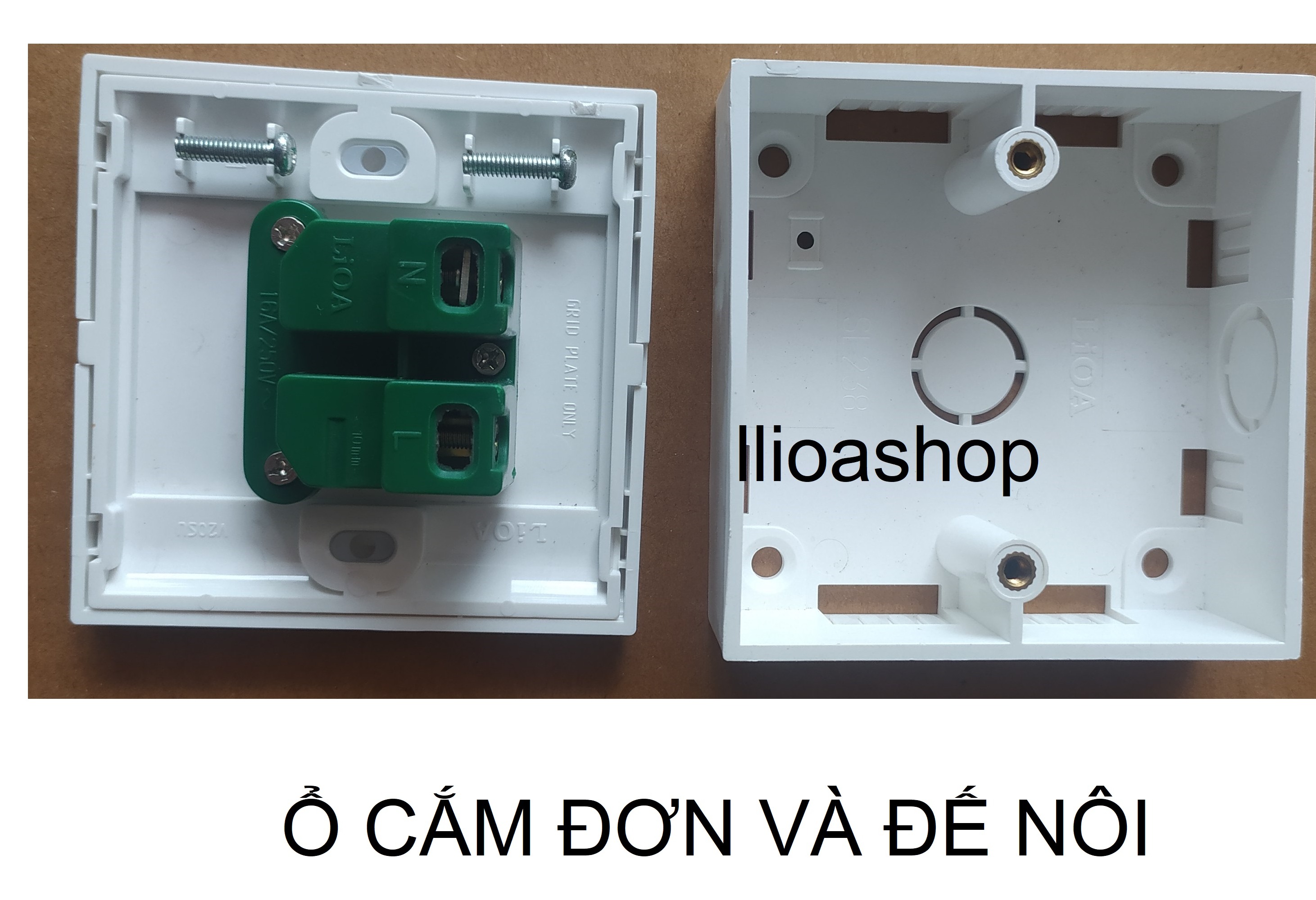 COMBO Ổ ĐƠN 2 CHẤU VUÔNG LiOA - LẮP NỔI.