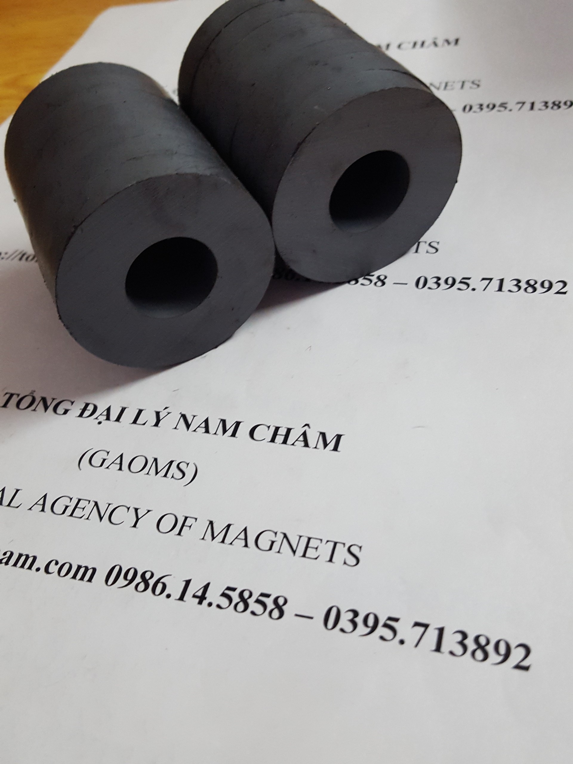 2 viên nam châm đen 45x8 lỗ 19mm