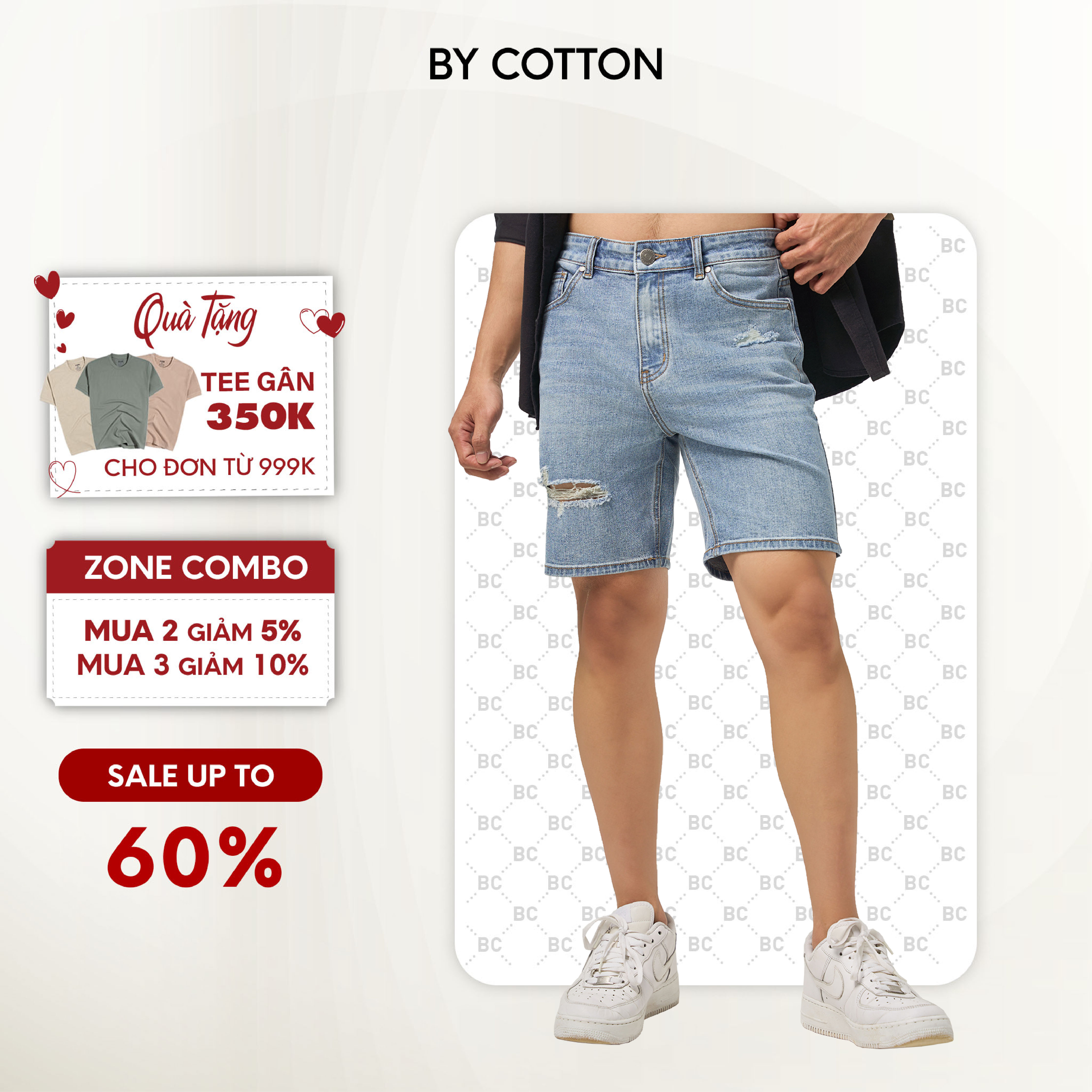 Quần Short Jeans Nam Cao Cấp Light Blue 02 BY COTTON