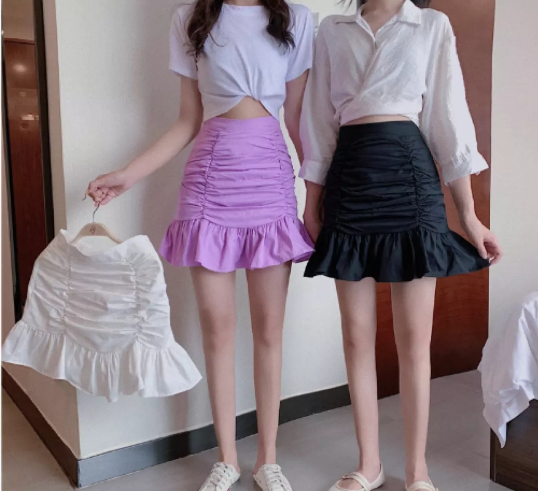Chân Váy Nhún Đuôi Cá Dễ Thương, Thiết Kế Thời Trang, Phối Đồ Siêu Xinh ( ĐEN )