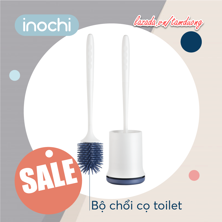 Chổi cọ toilet đầu silicon Inochi (có hộp đựng gắn tường)