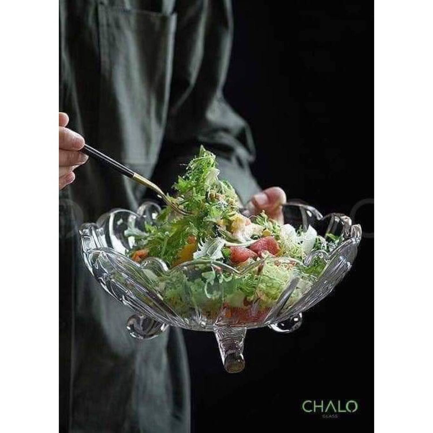 Bát thủy tinh pha lê bông hoa 3 chân