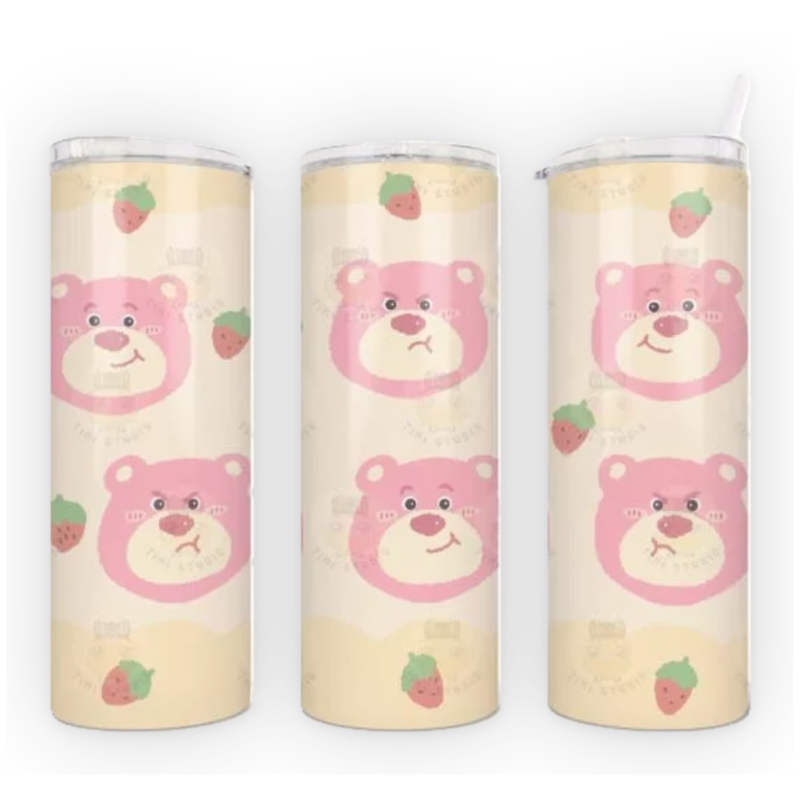 Ly giữ nhiệt gấu dâu Lotso chất liệu inox 304 không gỉ cao cấp, Cốc giữ nhiệt gấu dâu Lotso, bình giữ nhiệt gấu dâu Lotso
