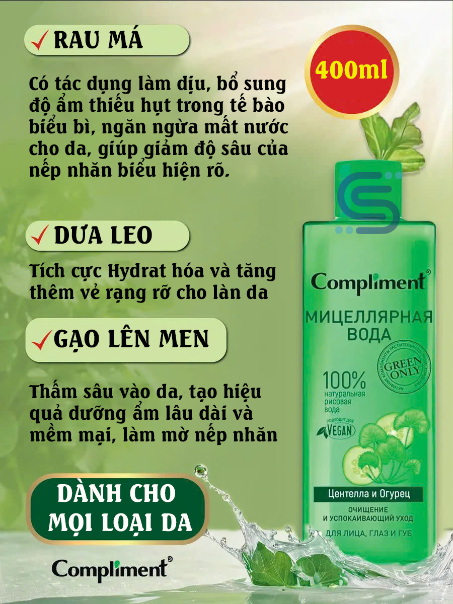 Tẩy trang Micellar Water Compliment 400ml