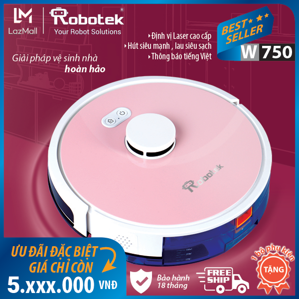 ROBOT HÚT BỤI LAU NHÀ ROBOTEK W750