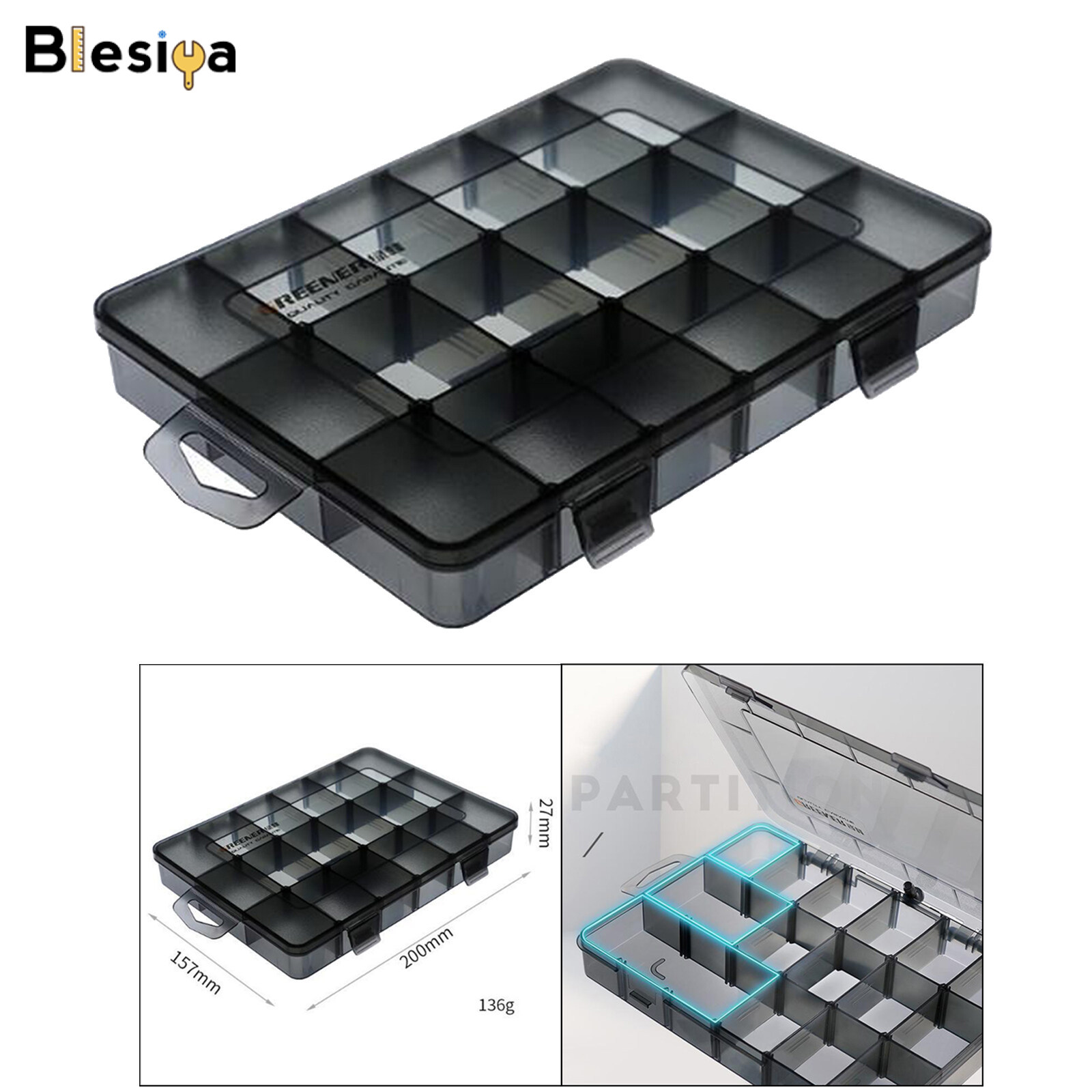 Blesiya Plastic Screws Storage Box Multi-grid Hardware Box Storage